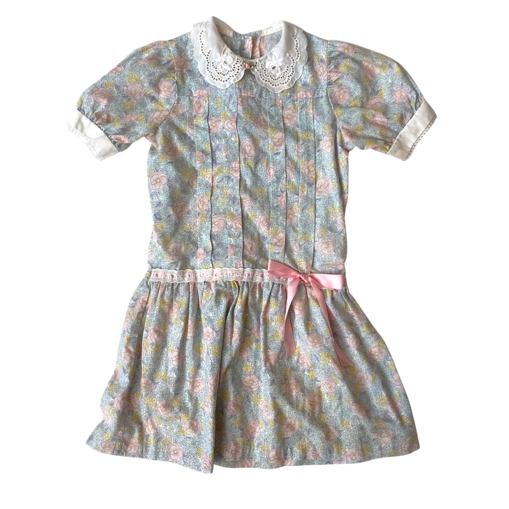 VINTAGE 80s Dress Skirt Floral Cottagecore Lace Victorian